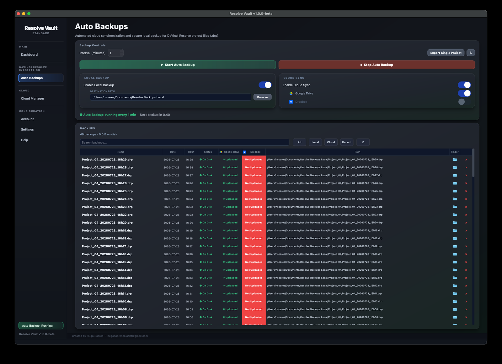 Automated local backups