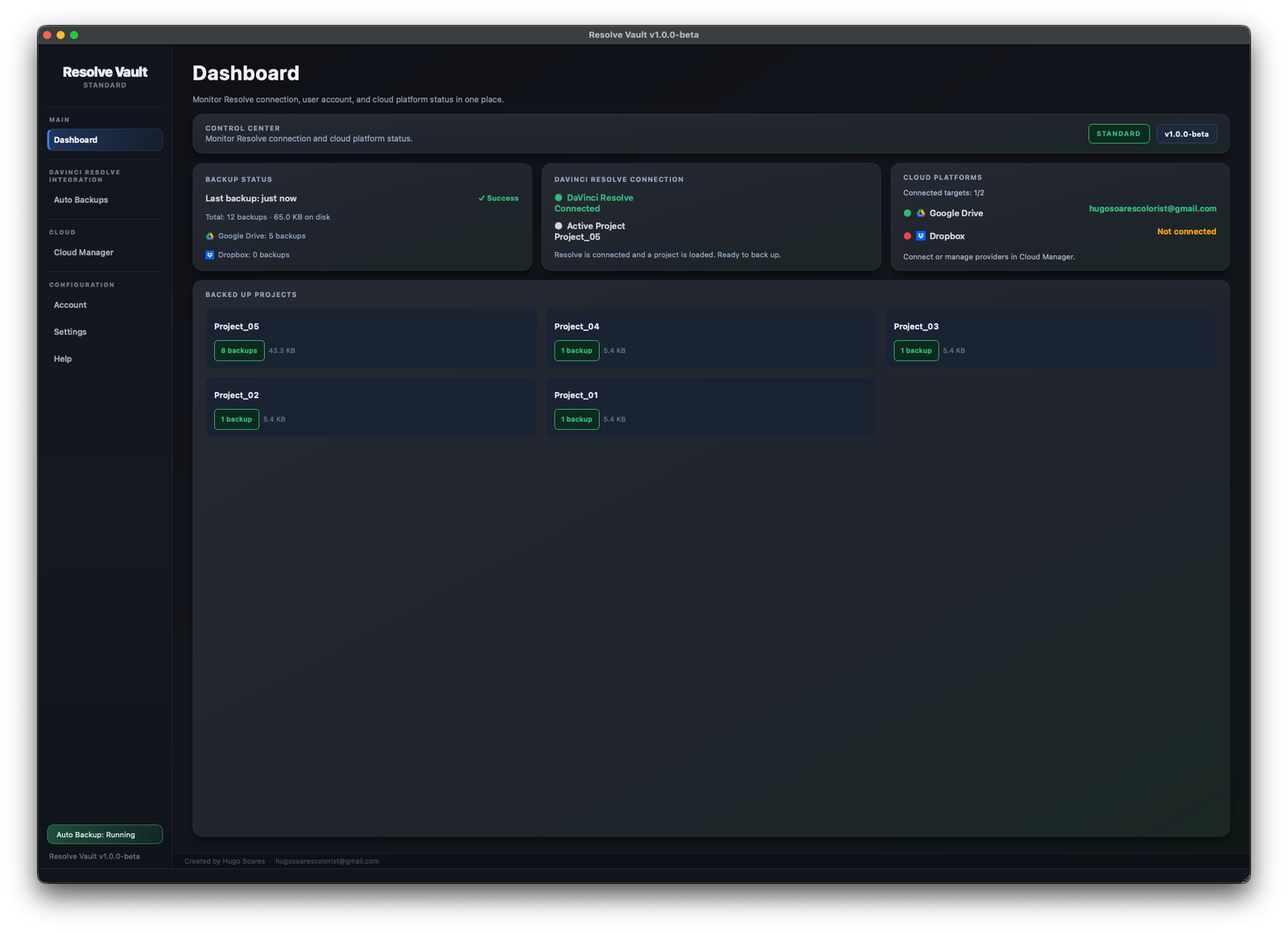 Resolve Vault Dashboard